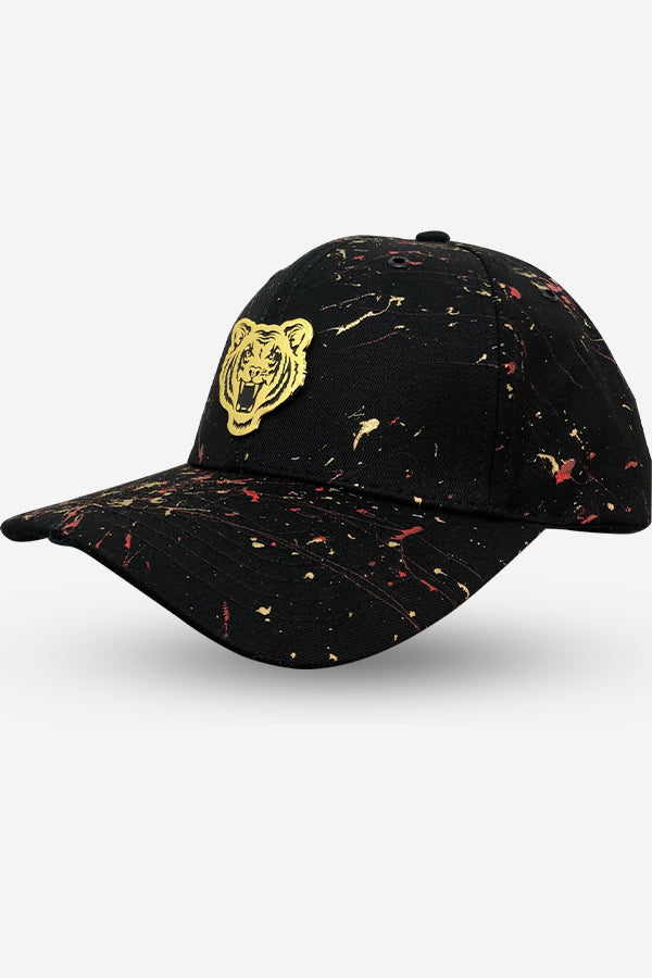 BLACK CAP WIH RED & GOLD PAINT