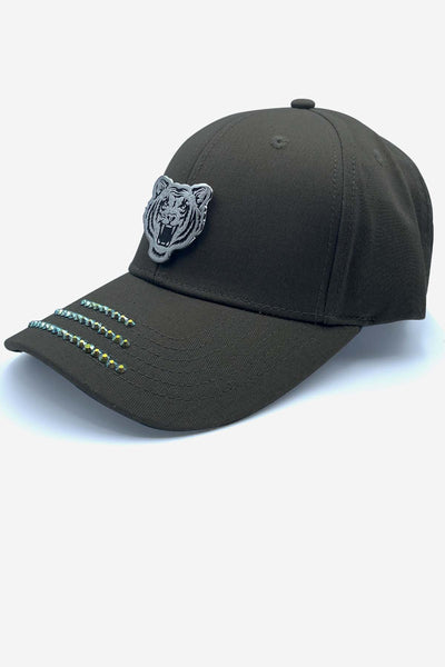 GREEN SWAROWSKI CRYSTAL TIGER CAP