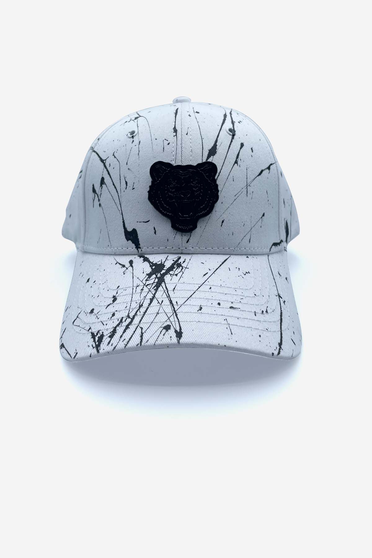 White cap with black paint
